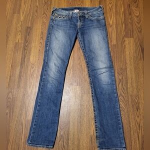 True Religion Women’s Straight Blue Jeans USA Made 29 Designer Denim L32 C96